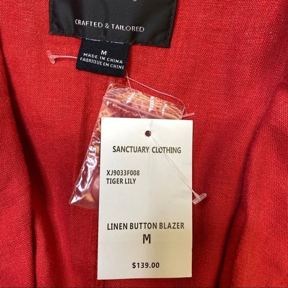 NWT Sanctuary Linen Button Down Blazer Jacket - Picture 4 of 8